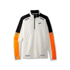 Brooks Run 1/2 Zip 2.0 - ECRU / FLUORO FLASH / BLACK