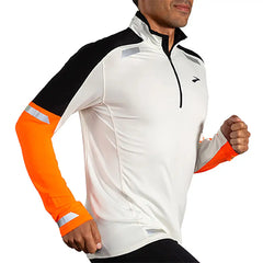 Brooks Run 1/2 Zip 2.0 - ECRU / FLUORO FLASH / BLACK