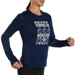 Brooks Distance Long Sleeve 2.0 - Run Merry - NAVY / RUN MERRY 23