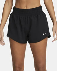 Nike One Dri-Fit Mid Rise 3 in Brief Lined Shorts - BLACK / REFLECTIVE SILVER