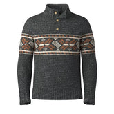 Smartwool Heavy Henley Sweater - CHARCOAL - PECAN BROWN