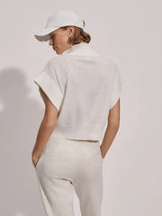 Varley Fulton Cropped Half Zip Knit - SNOW WHITE