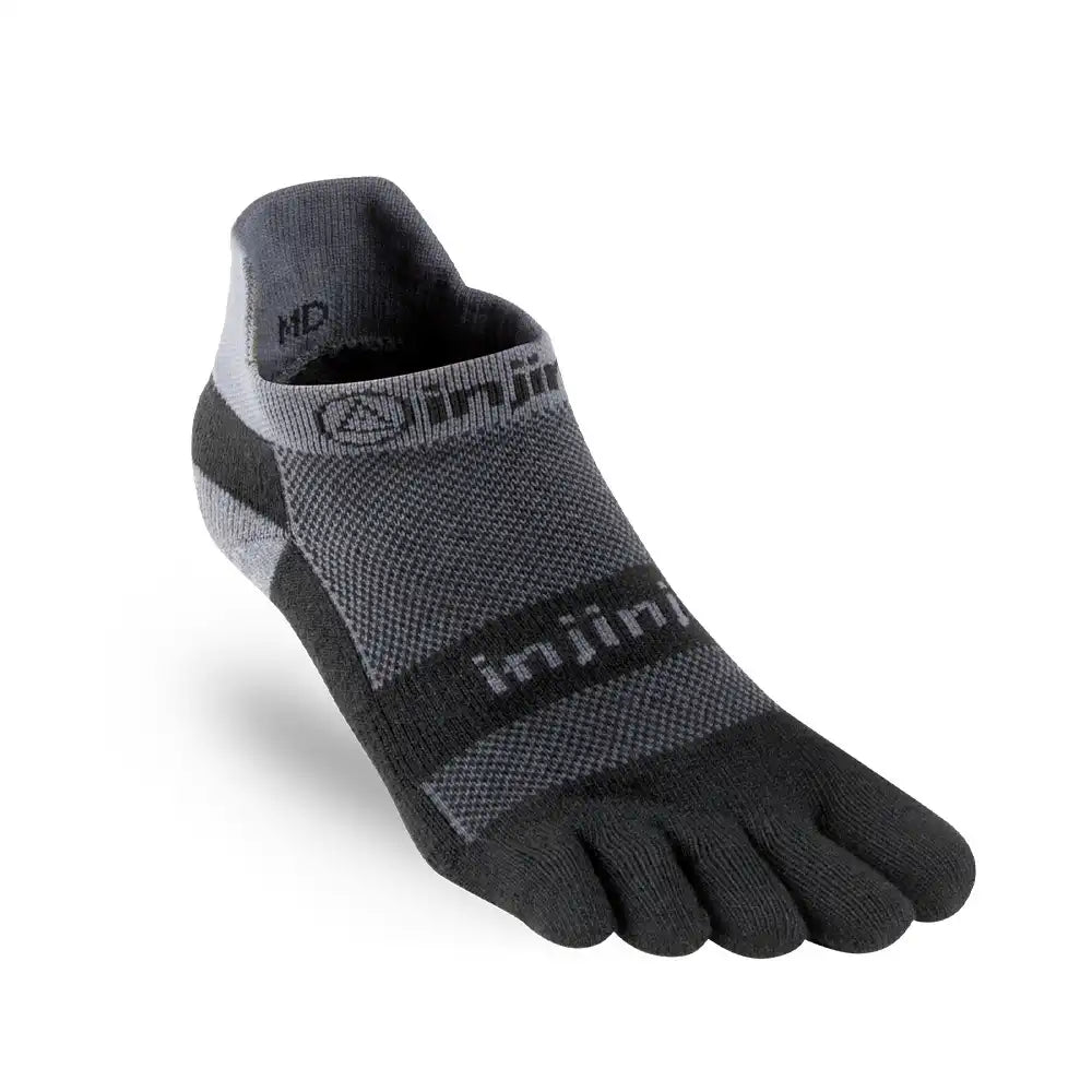 Injinji Run Midweight No-Show - BLACK / GRAY