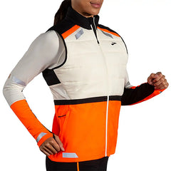 Brooks Run Visible Insulated Vest 2.0 - ECRU / FLUORO FLASH / BLACK
