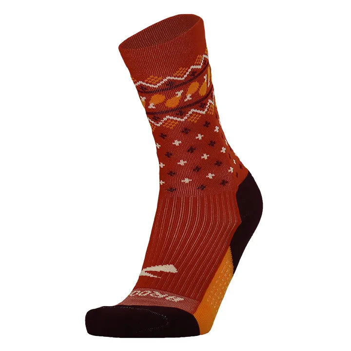Brooks Ghost Crew Sock - Trot Happy 23 - RED / TROT HAPPY 23