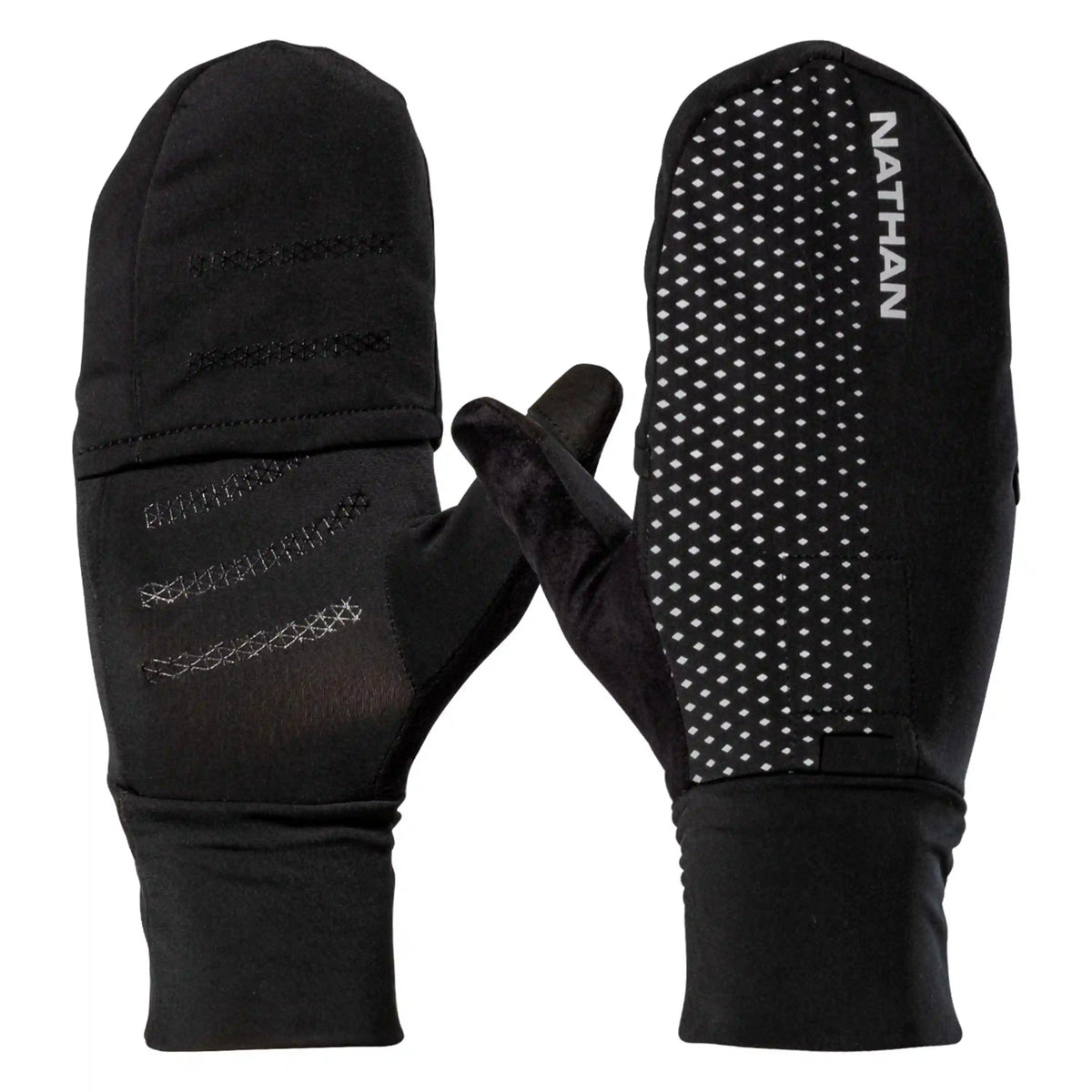 Nathan HyperNight Reflective Convertible Mitt - BLACK / GEO