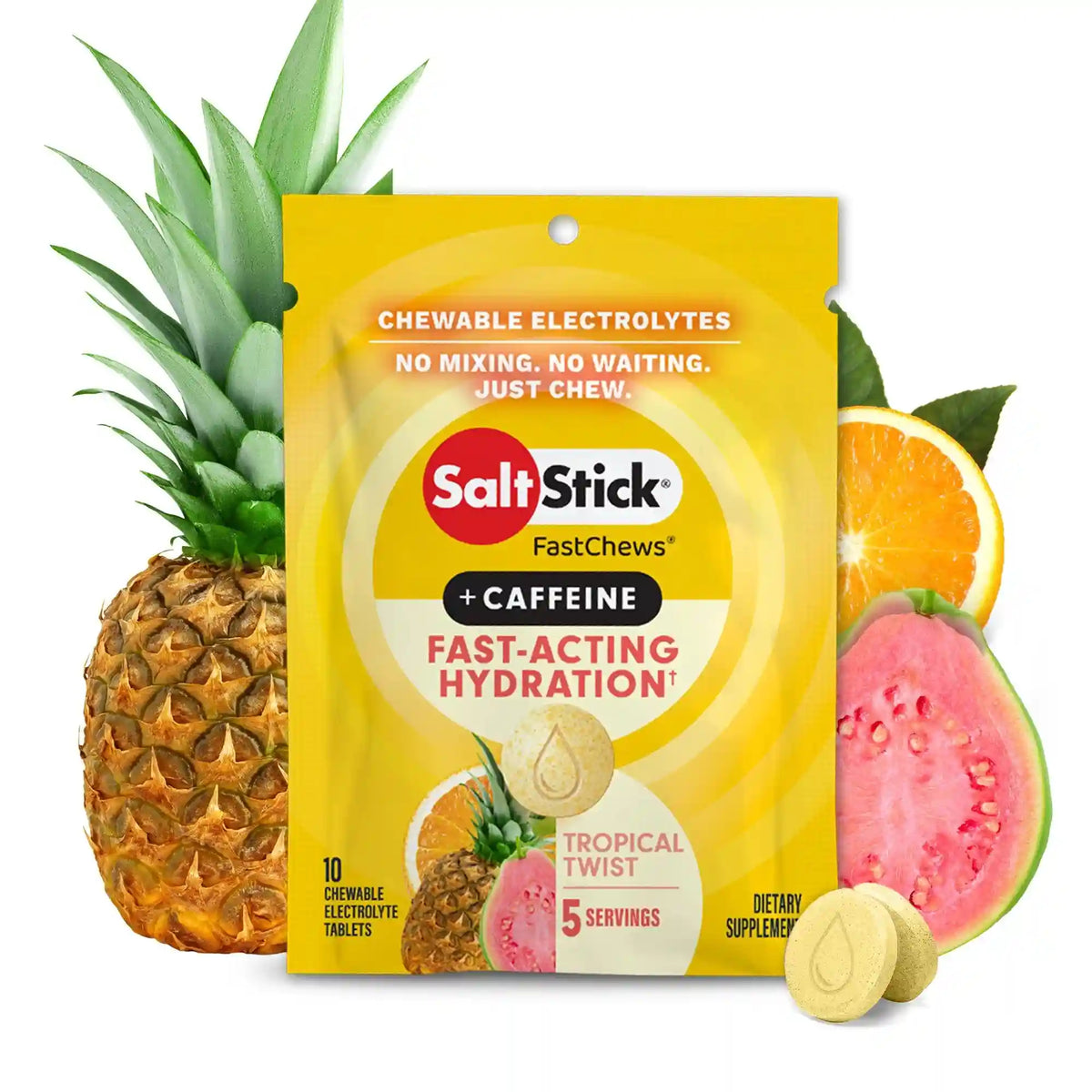 SaltStick FastChews 10ct Packet - TROPICAL TWIST CAFFEINE