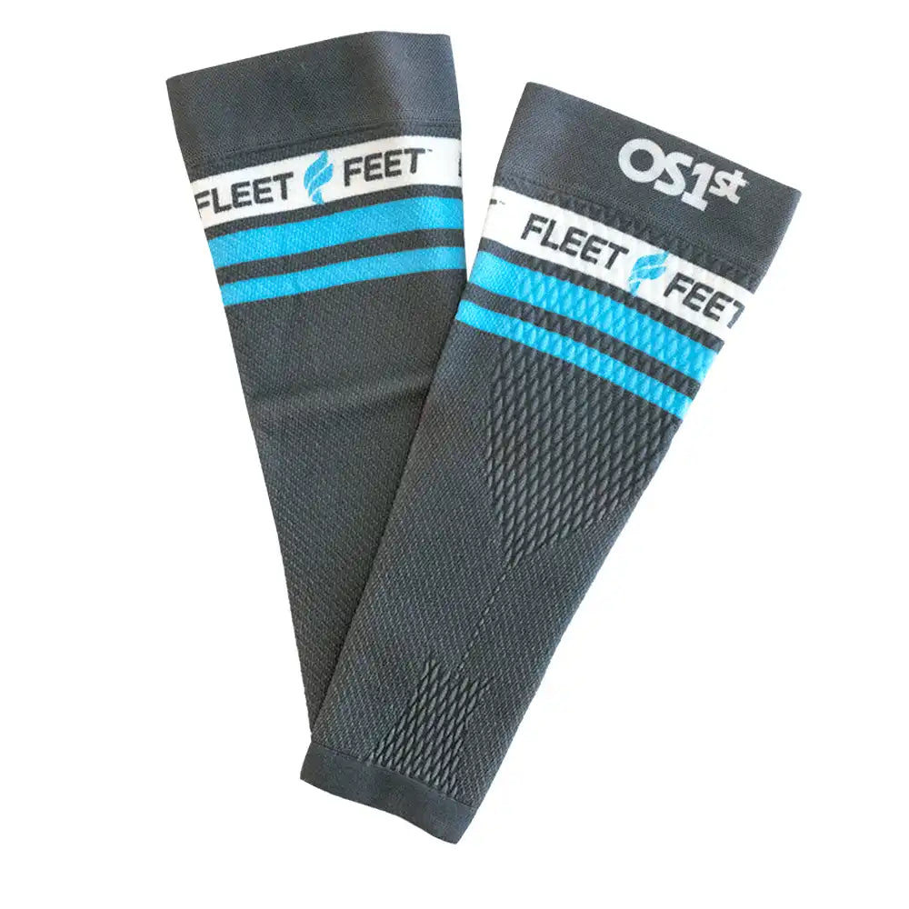 OS1st Fleet Feet Performance Calf Sleeves - FLEET FEET GREY / BLUE