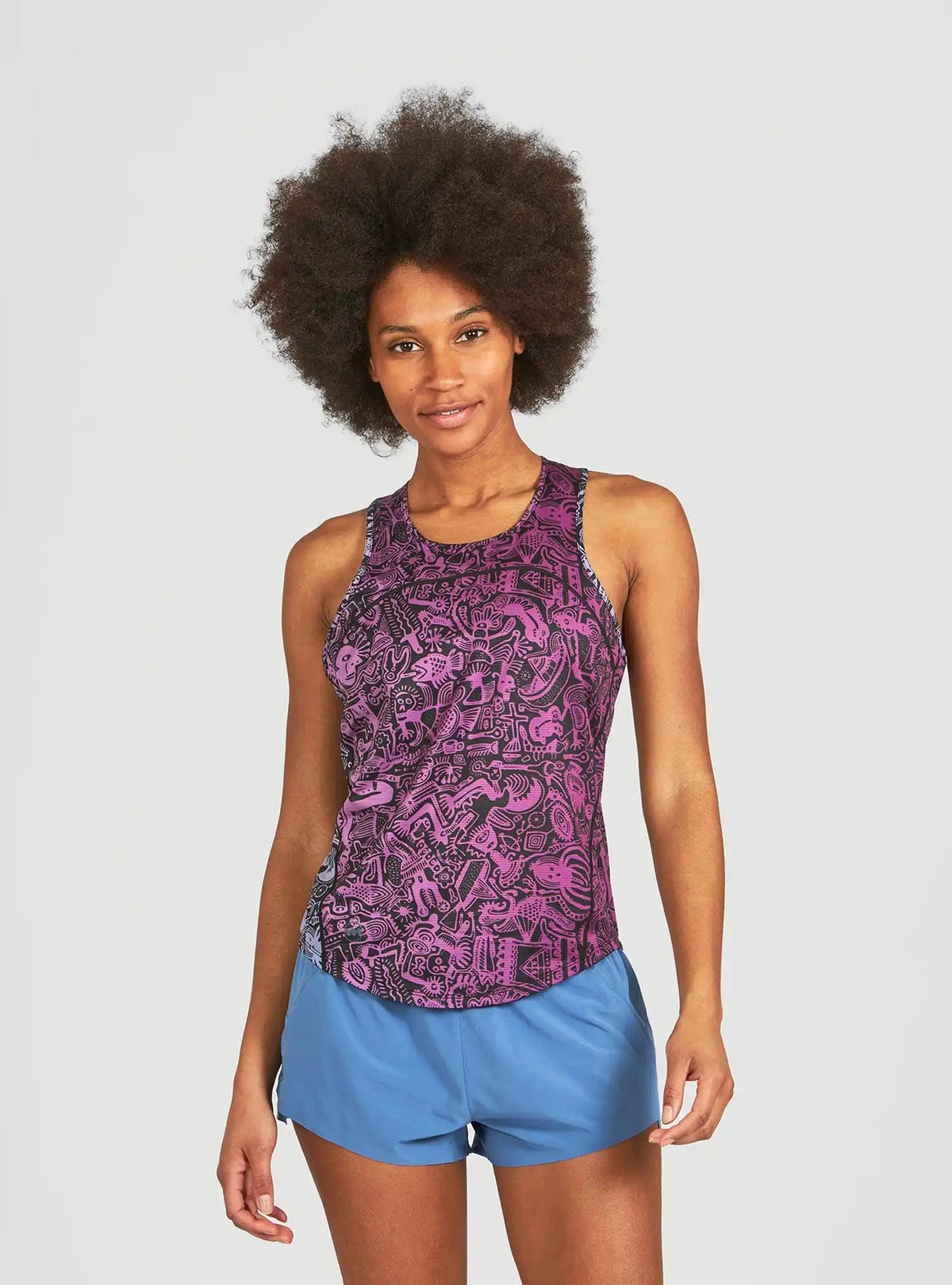 Janji Helio Tech Pattern Tank - BATIK PURPLE