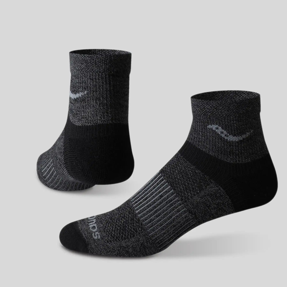 Saucony Inferno Merino Wool Blend Quarter 3 Pack Socks - GREY MARL