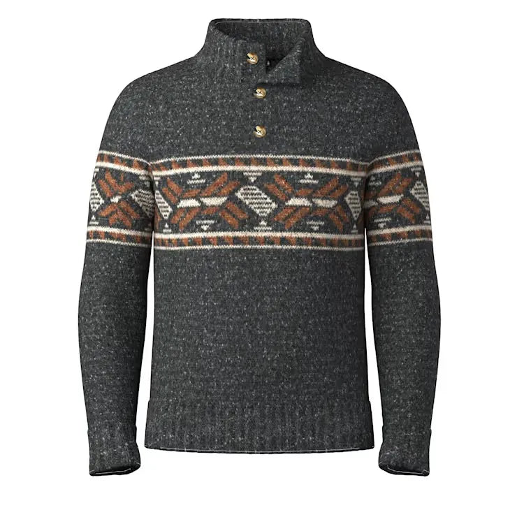 Smartwool Heavy Henley Sweater - CHARCOAL - PECAN BROWN