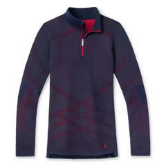 Smartwool Intraknit Merino 200 1/4 Zip - DEEP NAVY / POMEGRANATE